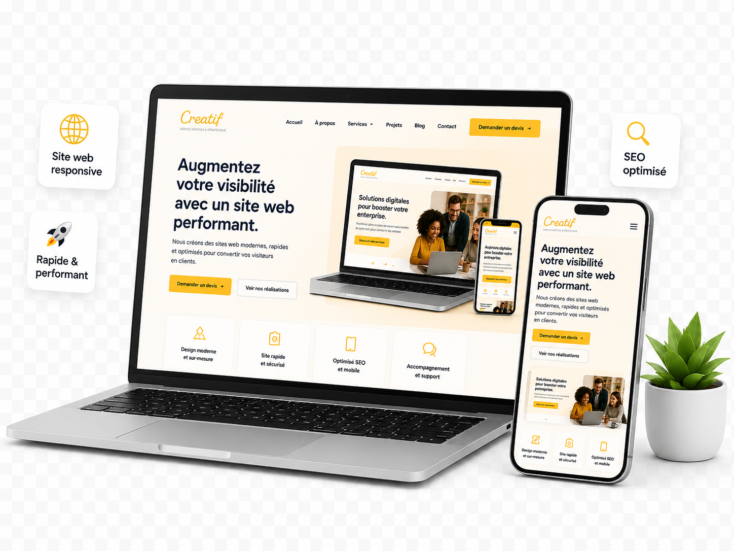 Conseillère Createev au téléphone avec un client